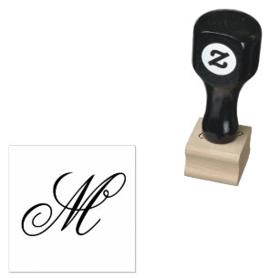 Elegantes Monogramm Anfangsbuchstabe Holz Kunst Gummistempel