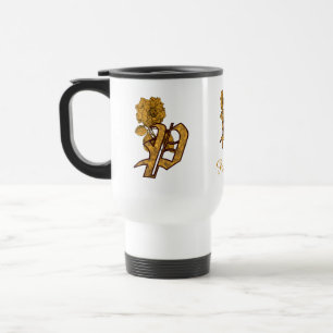 Elegantes Monogramm Anfangsbuchstabe P Gold-Pfings Reisebecher