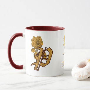 Elegantes Monogramm Anfangsbuchstabe P Gold-Pfings Tasse