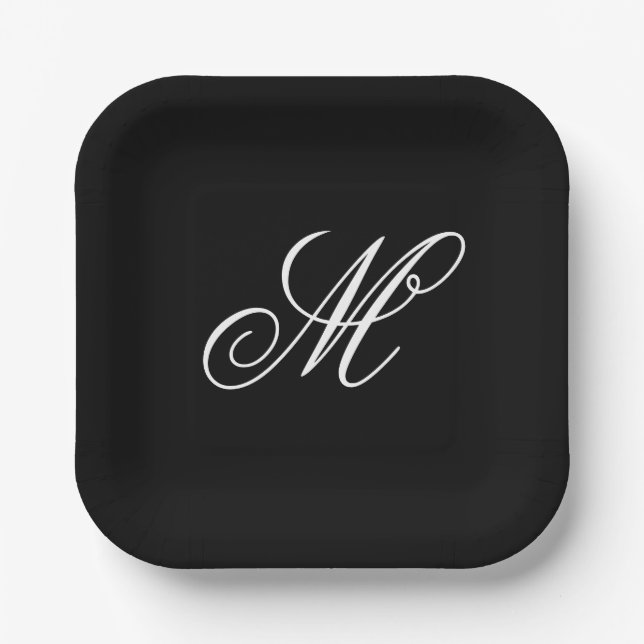 Elegantes Monogramm Anfangsbuchstabe  Pappteller (Vorderseite)