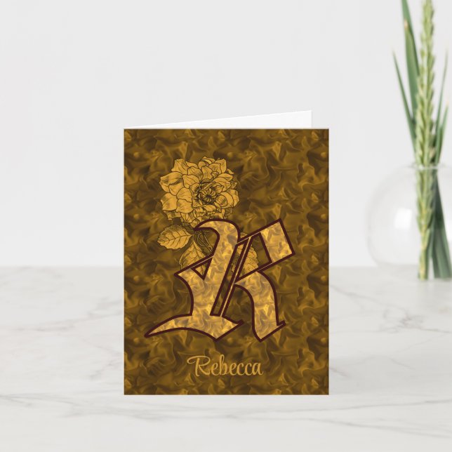 Elegantes Monogramm Anfangsbuchstabe R Gold Pfings (Vorderseite)