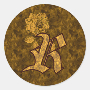 Elegantes Monogramm Anfangsbuchstabe R Gold-Pfings Runder Aufkleber