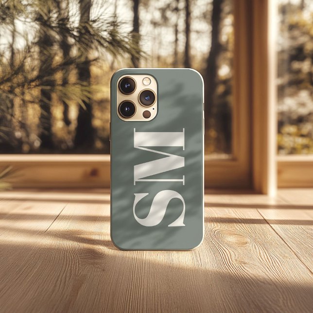 Elegantes Monogramm Anfangsbuchstabe Sage  Case-Mate iPhone Hülle (Von Creator hochgeladen)