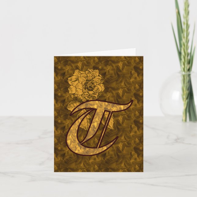 Elegantes Monogramm Anfangsbuchstabe T Gold Pfings (Vorderseite)