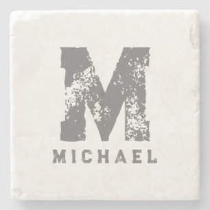 Elegantes Monogramm-Anfangsbuchstaben-Template Coo Steinuntersetzer
