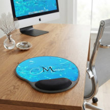 Elegantes Monogramm Aqua Blau Fischschwarm im Ozea