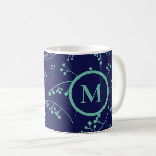 Elegantes Monogramm aquamarines türkisfarbenes Bee Kaffeetasse