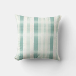 Elegantes Monogramm Aquarell Grün Creme Streifen Kissen