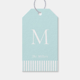 Elegantes Monogramm auf aquafarbenem Hintergrund Geschenkanhänger