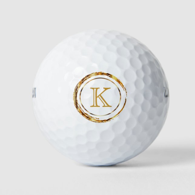 Elegantes Monogramm auf Gold Golfball (Vorderseite)