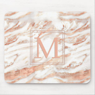 Elegantes Monogramm auf schicke Kupfer-Rose Gold-M Mousepad