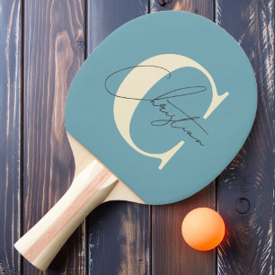 Elegantes Monogramm aus dem Mittelalter Warmes Aqu Tischtennis Schläger