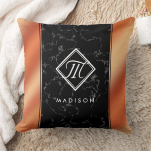 Elegantes Monogramm aus schwarzem Marmor und Bronz Kissen