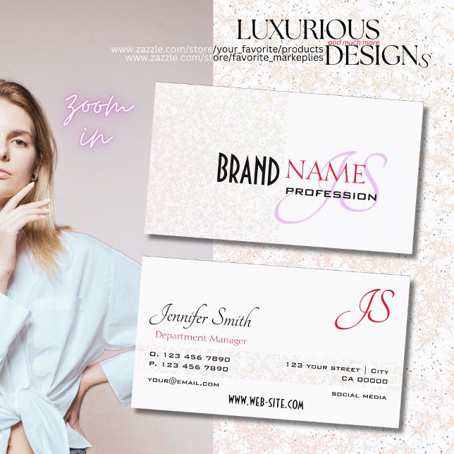 Elegantes Monogramm aus weißem Pastel-Purple-Glitt Visitenkarte (Von Creator hochgeladen)