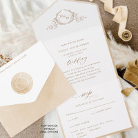 Elegantes Monogramm, Beige Creme Watercolor Weddin