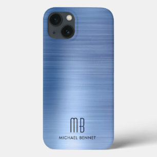 Elegantes Monogramm Blau Case-Mate iPhone Hülle