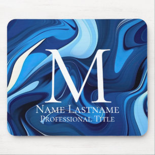 Elegantes Monogramm Blau Mousepad