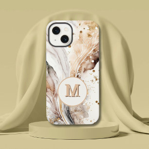 Elegantes Monogramm Braun Gold Marmor Abstrakte Ge iPhone 13 Hülle