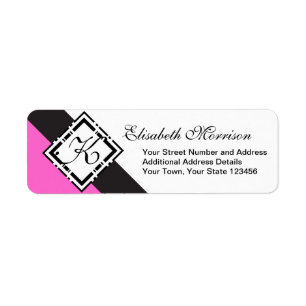 Elegantes Monogramm Chic Custom Black und Hot Pink