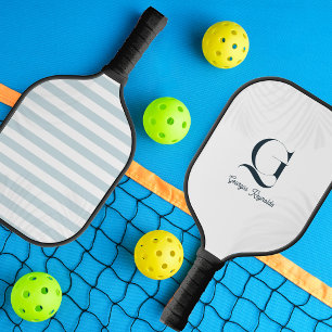 Elegantes Monogramm   Coastal Palm Design Pickleball Schläger