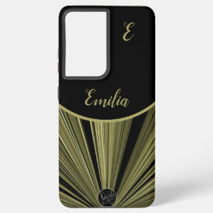 Elegantes Monogramm der modernen Black-Gold-Sterne Samsung Galaxy Hülle