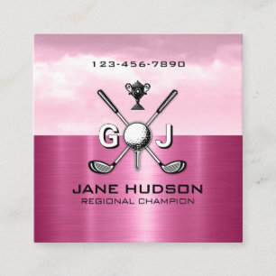 Elegantes Monogramm-Design für Golferinnen Quadratische Visitenkarte