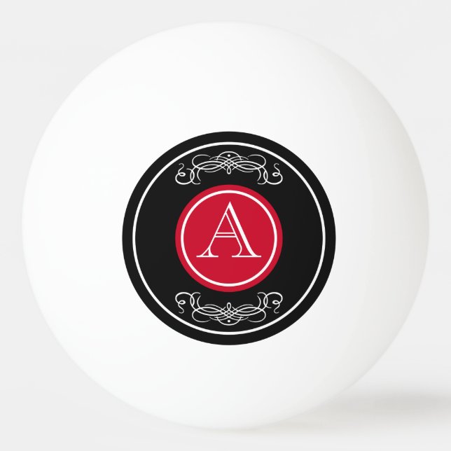 Elegantes Monogramm-Design Tischtennisball (Vorderseite)
