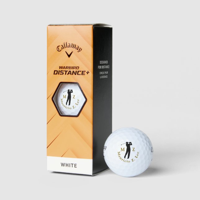 Elegantes Monogramm eines Golf spielenden Mannes  Golfball (Verpackungen)