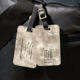 Elegantes Monogramm Elfenbein Gepäckanhänger