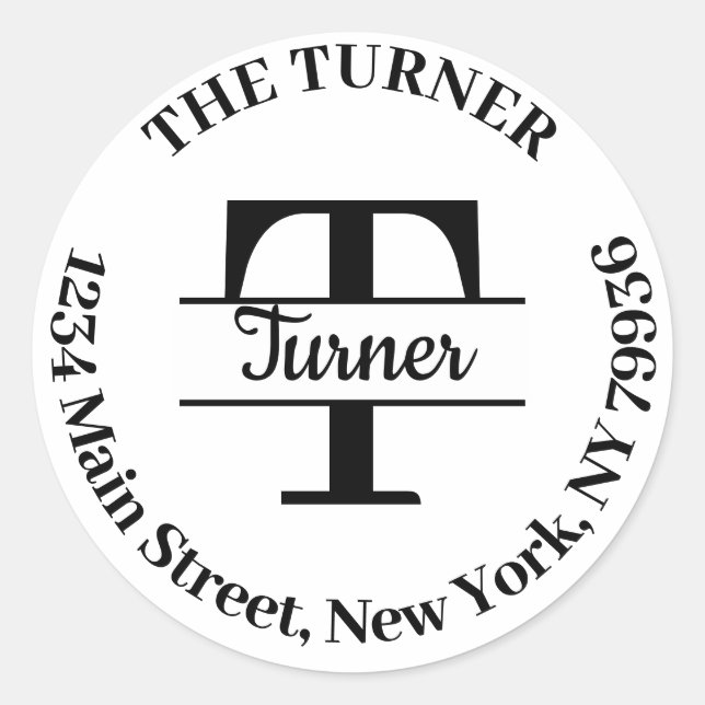 Elegantes Monogramm Erstellen Sie Ihre eigene Rück Runder Aufkleber (Vorderseite)