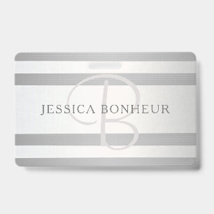 Elegantes Monogramm Faux Silber Farbverlauf Graue Ausweis