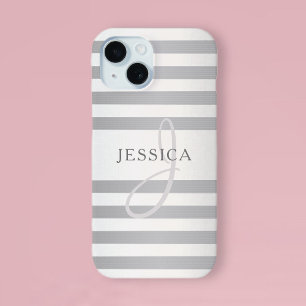 Elegantes Monogramm Faux-Silber Farbverlauf Graue Case-Mate iPhone Hülle
