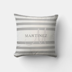 Elegantes Monogramm Faux Silber Farbverlauf Graue Kissen