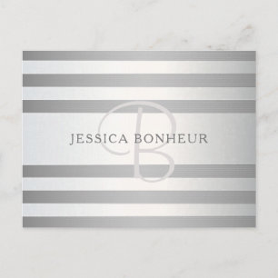 Elegantes Monogramm Faux Silber Farbverlauf Graue Postkarte