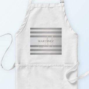 Elegantes Monogramm Faux-Silber Farbverlauf Graue Schürze