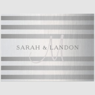 Elegantes Monogramm Faux Silber Farbverlauf Graue  Seidenpapier