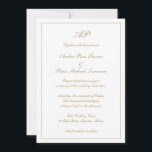 Elegantes Monogramm formales Gold in einer Hochzei Einladung<br><div class="desc">Traditioneller Stil All In One Wedding Einladung mit einem einfachen und klassischen Design mit Ihrem Monogramm an der Spitze zusammen mit Ihren Hochzeitsdetails umgeben von einer Grenze. Ihre Daten befinden sich in einem eleganten Imitat Gold-Skript und können durch Anklicken des Buttons "Anpassen" in eine beliebige Farbe geändert werden. Auf der...</div>