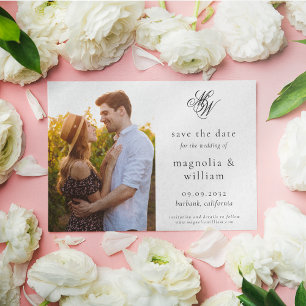Elegantes Monogramm-Foto-Hochzeits-Save-The-Date-K Save The Date