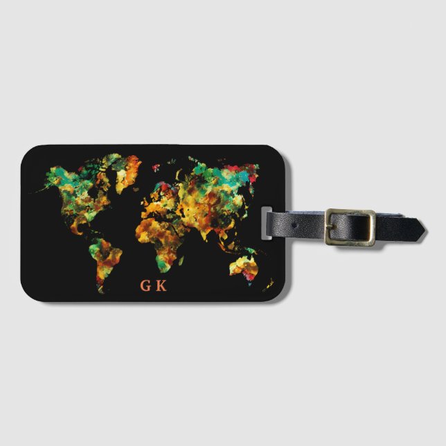 Elegantes Monogramm für die Aquarellmalerei auf de Gepäckanhänger (Vorderseite (Horizontal))