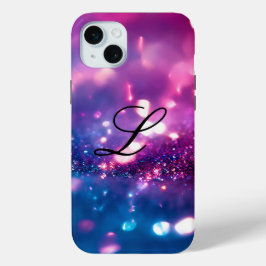 Elegantes Monogramm für Lila Glitzer Case-Mate iPhone Hülle