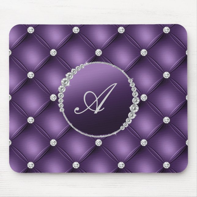 Elegantes Monogramm für Lila Glitzer Mousepad (Vorne)