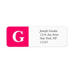 Elegantes Monogramm G Rücksendeadressetikett Rosa
