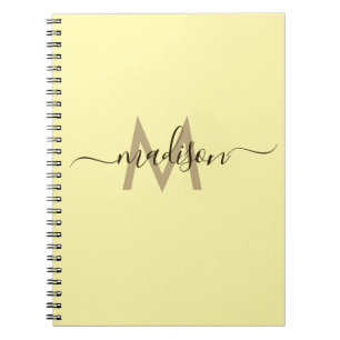 Elegantes Monogramm Gelbe Schrift Büro Schule Notizblock