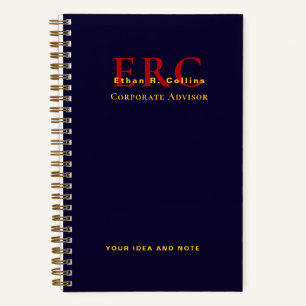 Elegantes Monogramm Geschäft Gold Navy Notizbuch