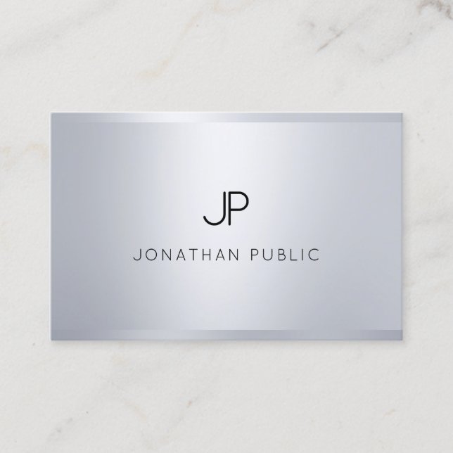 Elegantes Monogramm-Glamour-Silber-berufliches Visitenkarte (Vorderseite)