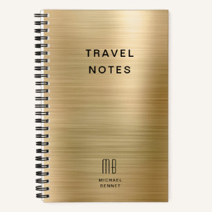 Elegantes Monogramm Gold Reise Notizbuch
