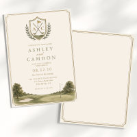 Elegantes Monogramm Gold-Salbei-Grün-Hochzeit