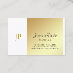 Elegantes Monogramm Gold Weiß Schlicht Luxus Schri Visitenkarte