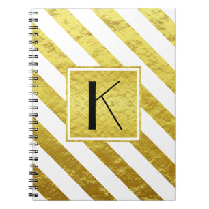 Elegantes Monogramm Goldstreifen Notizblock