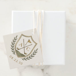 Elegantes Monogramm-Golf-Wappen Hochzeit Geschenkanhänger